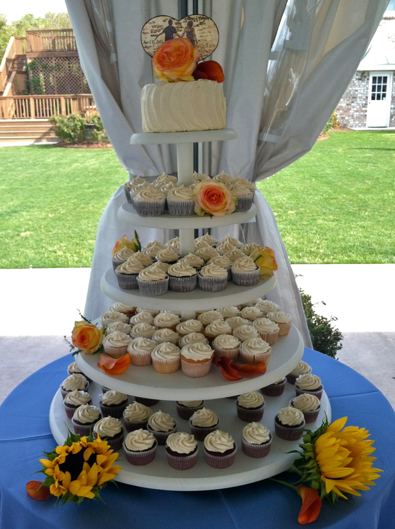 Allison + Morgan’s Wedding red velvet cake plus cupcakes