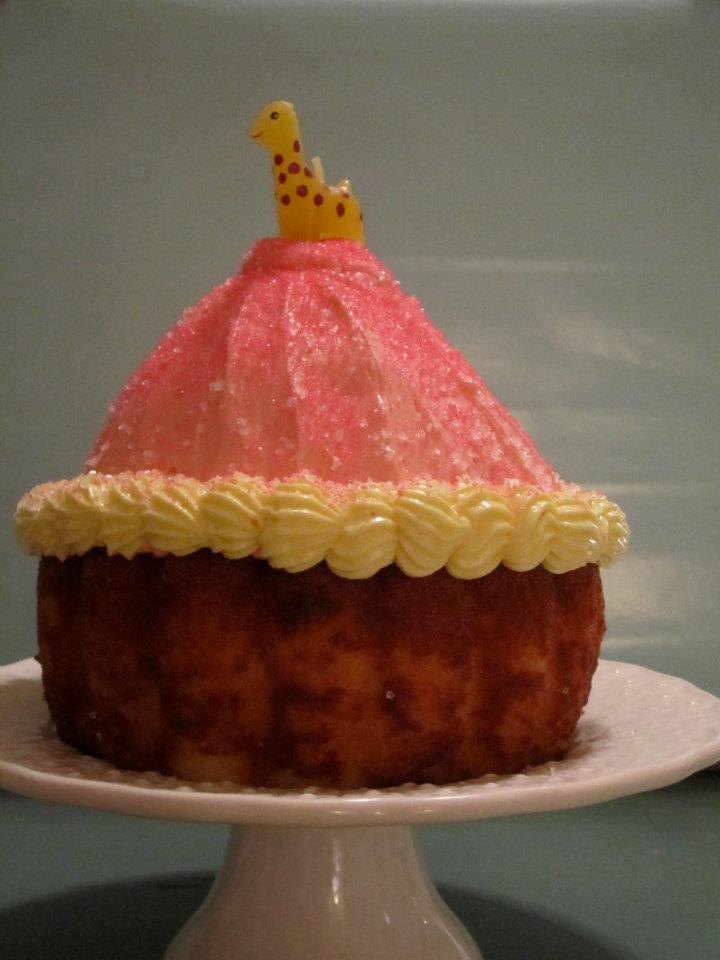 Mega cupcake: lemon pound cake with lemon cream cheese icing